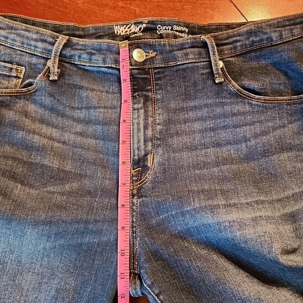Mossimo Supply Co Curvy High Rise Stretch Skinny Jeans, 18 Petite, Blue Denim